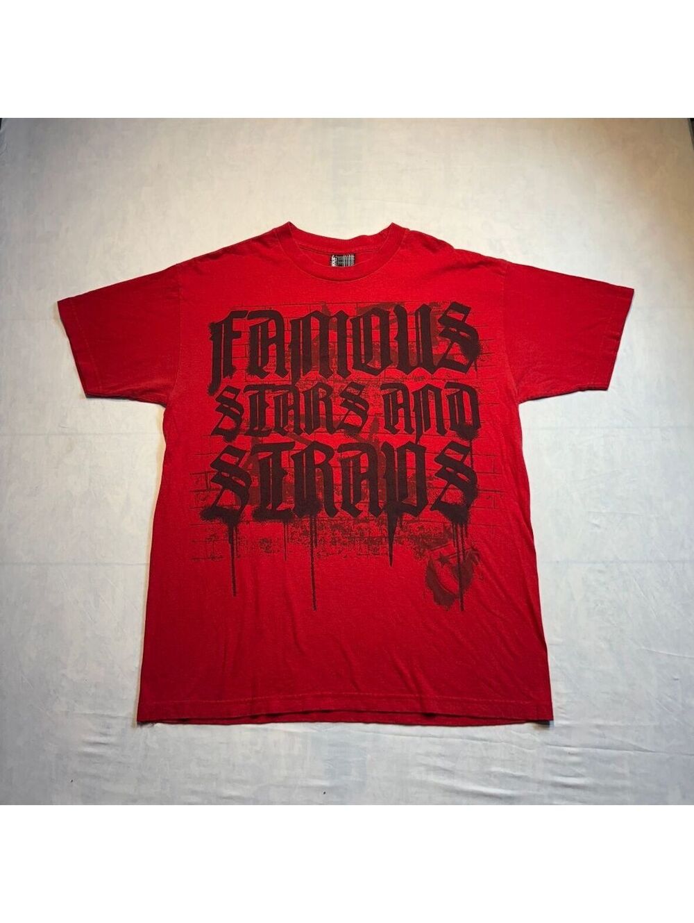 Famous Stars and Straps Red Graphic T-Shirt Size Large